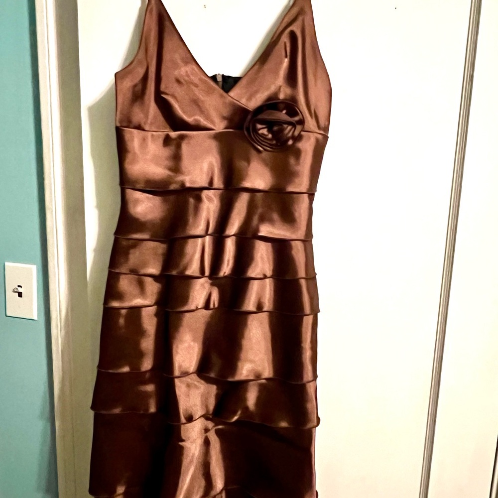 Brown spaghetti strap Sleeveless Dress, made Canada by Citrine, size 2